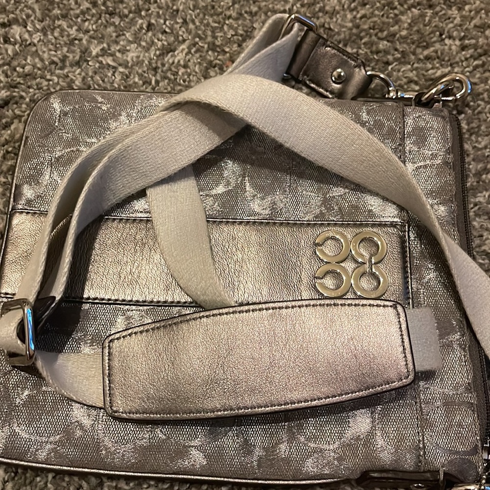 Coach Silver and gray shimmer crossbody purse - Picture 4 of 4